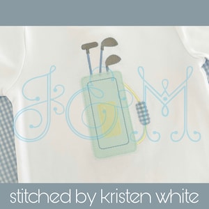 Golf Bag Applique Blanket Stitch Vintage Style Machine Embroidery Design 4x4 5x7 6x10