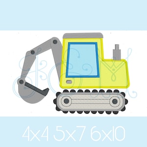 Excavator Construction Equipment Classic Satin Stitch Applique Vintage Style Machine Embroidery Design