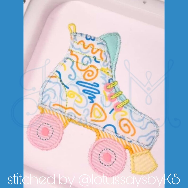 Primary Roller Skate Simple Striped Zig Zag Stitch Applique Etsy