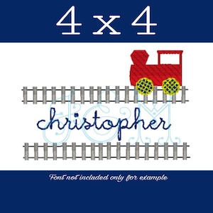 4X4 Train Track Frane and Train Motif Name Embroidery Design