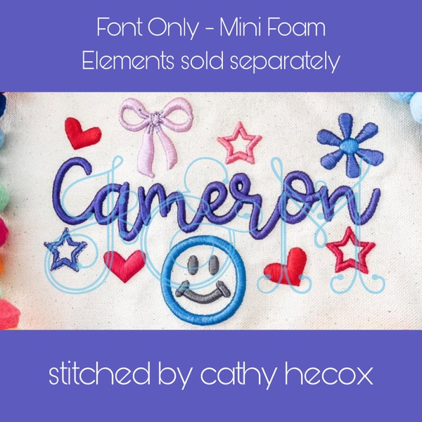 Funky Foam Font - 3D Puff Foam Embroidery Machine Alphabet for Puffy Foam Vintage Style Machine Embroidery Design