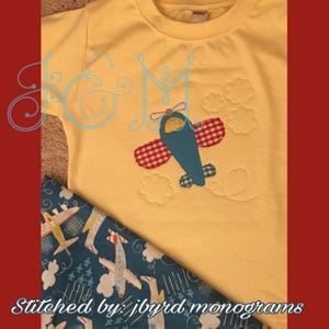 4x4 Airplane Vintage Style Applique Embroidery Design