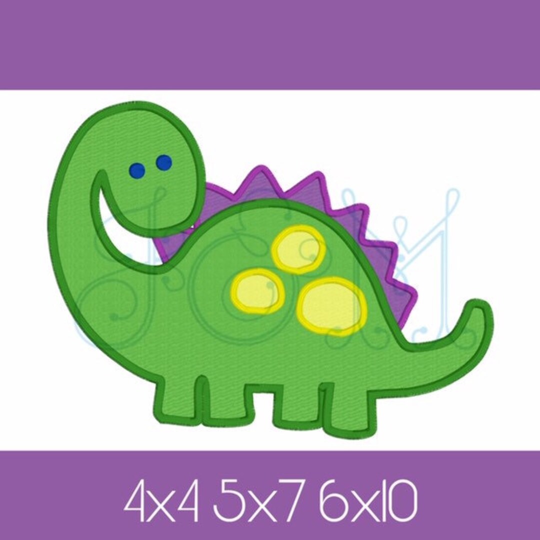 Sweet Spotted Dino Simple Satin Stitch Applique Vintage Style Machine ...