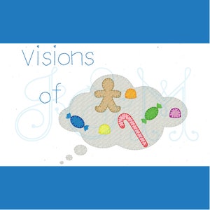 Visions of Sugar Plums - Night Before Christmas Blanket Stitch Vintage Style Applique Machine Embroidery Design 5x7