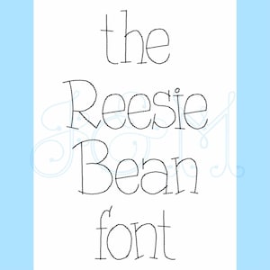 The Reesie Bean Running Stitch Cute Handwritten Block Floss Font Alphabet Vintage Style Machine Embroidery Design