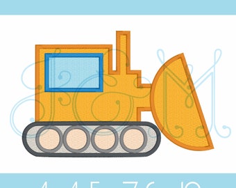 Bulldozer Construction Farm Equipment Vehicle Classic Satin Stitch Applique Vintage Style Machine Embroidery Design