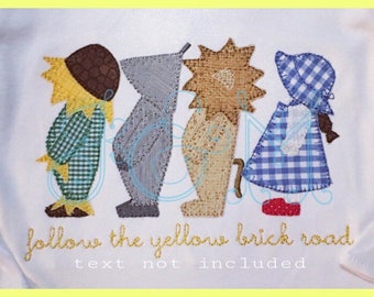 Wizard of Oz Sunbonnet Blanket Stitch Applique Vintage Style Machine Embroidery Design