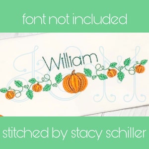 Heirloom Pumpkin and Vine Line Border Frame Bean Stitch and Satin Stitch Heirloom Style Vintage Style Machine Embroidery Design