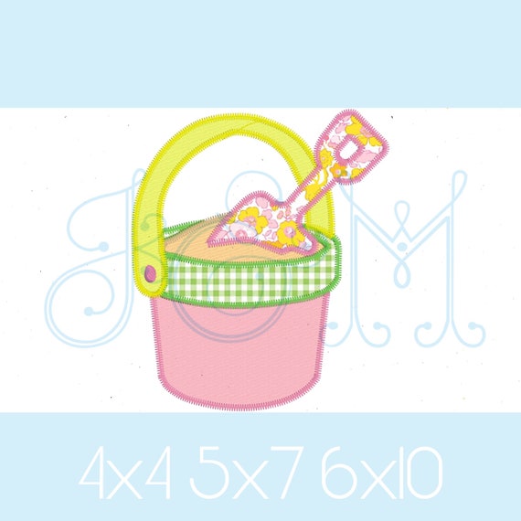 Sand Pail Bucket and Shovel Zig Zag Stitch Applique Vintage Etsy