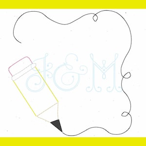 Pencil Sketch Back to School Monogram Frame Machine Embroidery Design