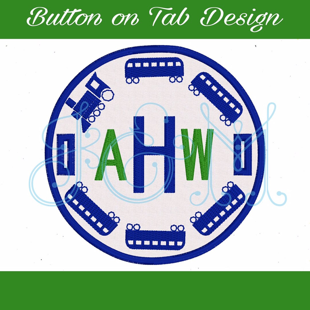 Train Button Design Train Circle Button on Tab Machine Embroidery Design - Etsy