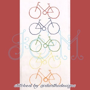 Bicycle Vintage Stitch Line Embroidery Design