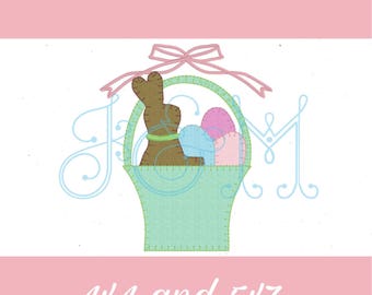 Panier de Pâques avec noeud couverture point applique style vintage motif de broderie machine