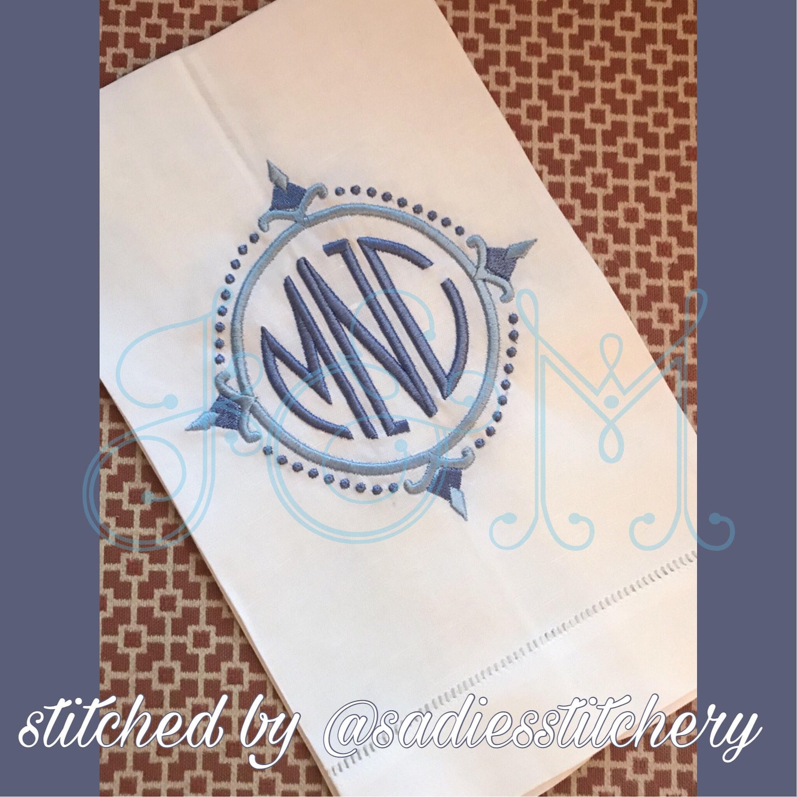 Satin and Colonial Dot Monogram Frame Circle Heirloom Vintage Style ...