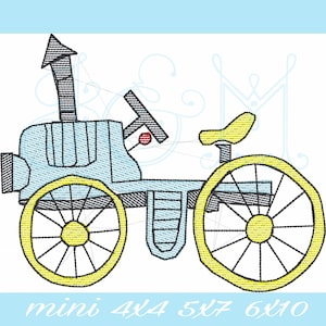 Doodle Tractor 3 Sketch Fill Scribble Bean Stitch Sketch Outline Vintage Stitch Vintage Style Machine Embroidery Design