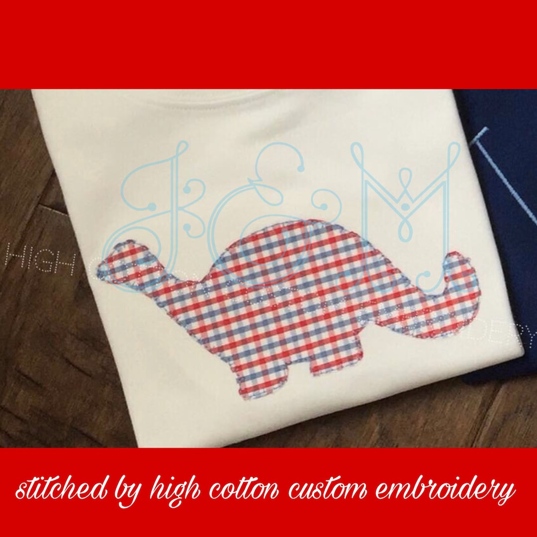 Brontosaurus Dinosaur Outline Blanket Stitch Vintage Style Applique ...