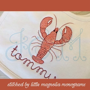 Lobster Crawfish Sea Beach Ocean Animal Watercolor Sketch Fill Bean Stitch Outline Vintage Style Machine Embroidery Design