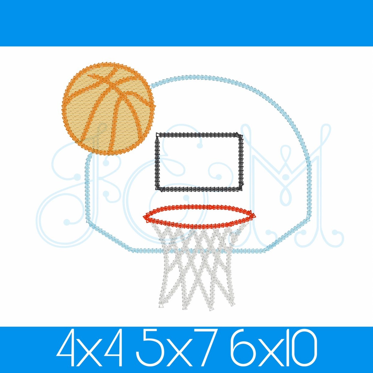 Basketball Hoop Rope Pattern Basketball Hoop Chain Stitch and Sketch Quick Stitch Outline Vintage ...