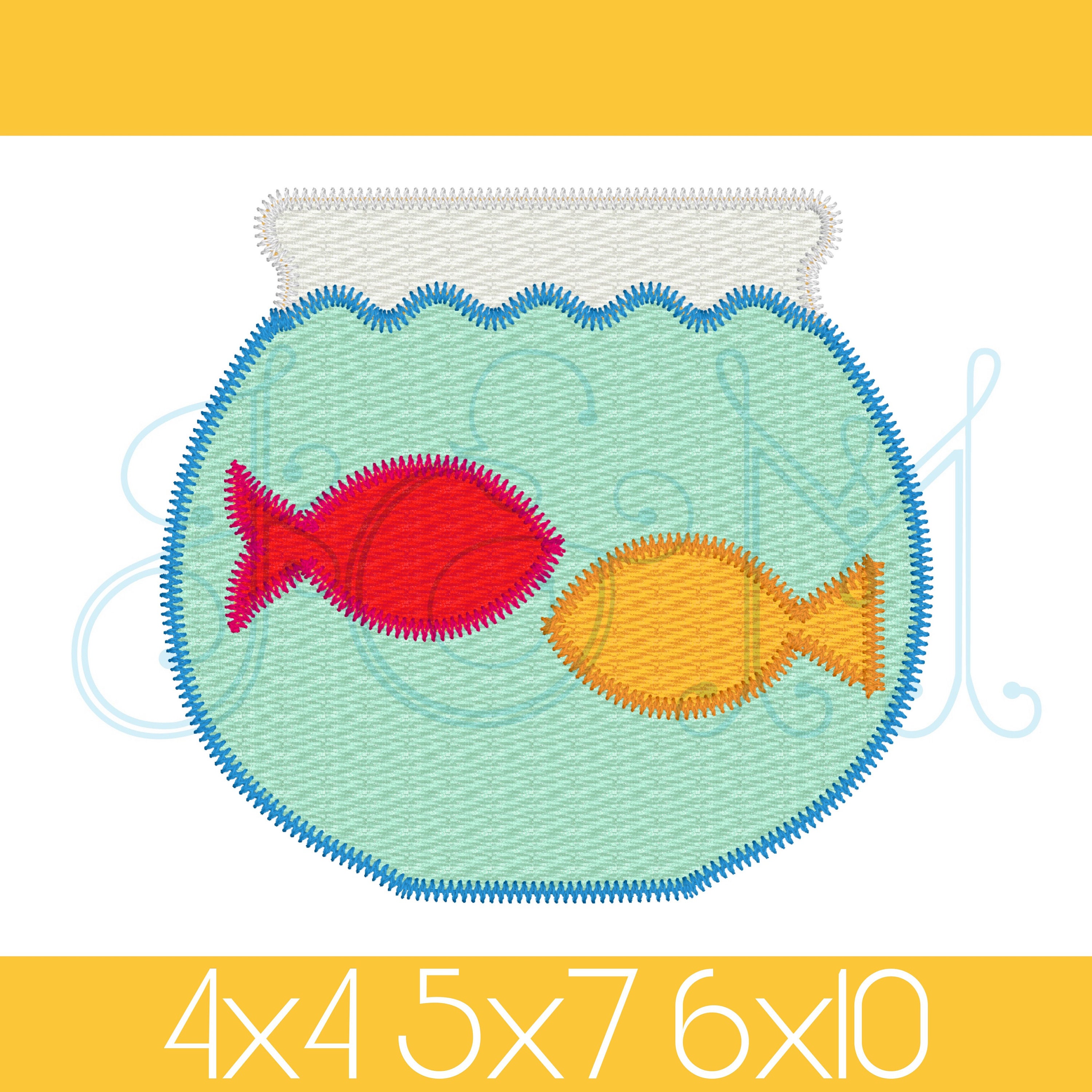 Simple Two Fish in a Fishbowl Zig Zag Stitch Applique Vintage - Etsy