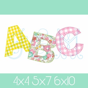 ABC Simple Back to School Blanket Stitch Applique Outline Vintage Style Machine Embroidery Design