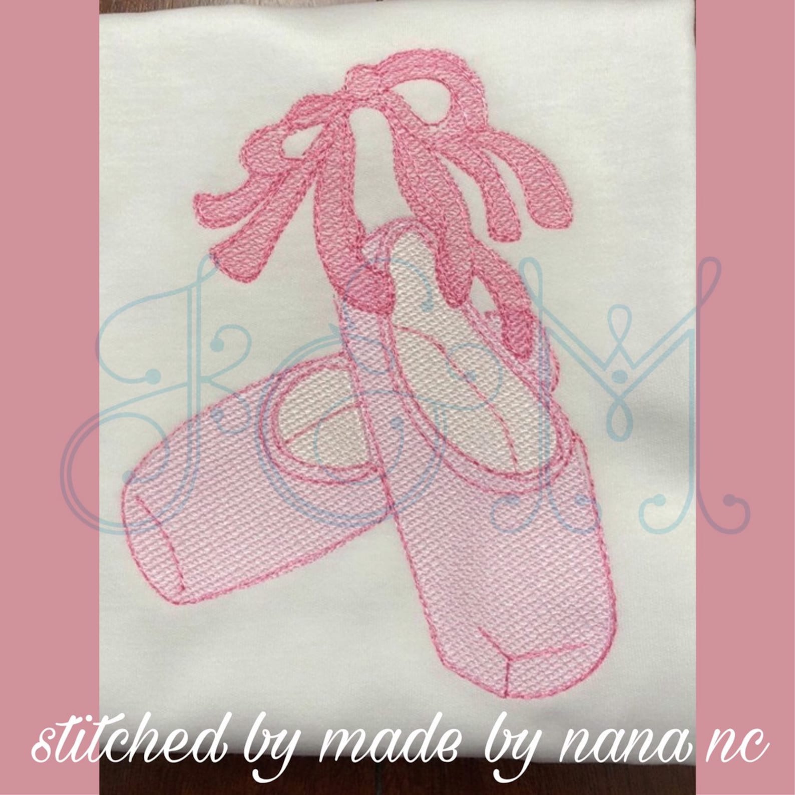 ballet pointe shoe slipper free motion sketch fill bean stitch vintage style machine embroidery design