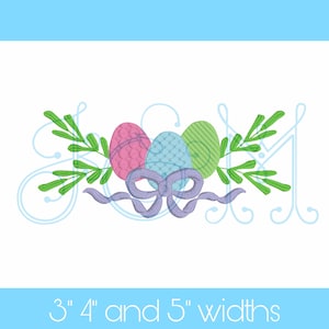 Easter Egg Heirloom Bow Swash Corner Frame Satin and Fill Stitch Vintage Style Machine Embroidery Design