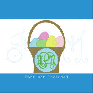 Pasen mand met monogram plaat lege deken steek applique vintage stijl machine borduurwerk ontwerp