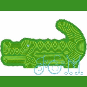 Scribble Alligator Vintage Style Applique Machine Embroidery Design
