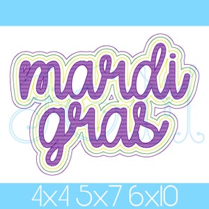 Mardi Gras Triple Outline Sketch Fill Quick Stitch Running Bean Stitch Outline Vintage Style Machine Embroidery Design