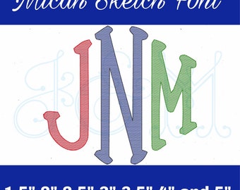 Micah Sketch Fill Bean Stitch Outline Three Letter Monogram Font Quick Stitch Vintage Style Machine Embroidery Design *READ DESCRIPTION*