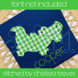 Funky Alligator Raggy Raw Edge Bean Stitch Applique Vintage Style Machine Embroidery Design