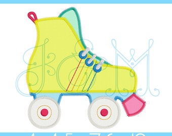 Rainbow  Retro Roller Skate Simple Striped Zig Zag Stitch Applique Vintage Style Machine Embroidery Design