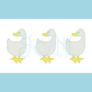 Simple Goose Trio Blanket Stitch Applique Machine Embroidery Design