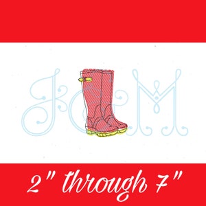 Single Rainboot Wellies Sketch Fill Quick Stitch Vintage Style Machine Embroidery Design