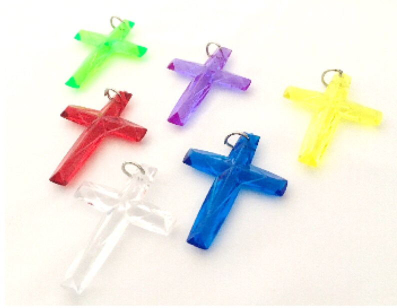 6 Transparent Cross Pendants