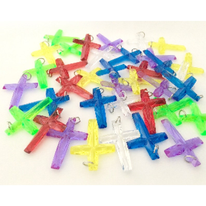 6 Transparent Cross Pendants