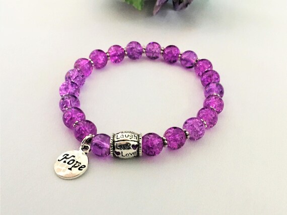 Purple Ribbon Awareness Bracelet | Etsy