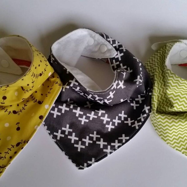 Bandana Bib set of 3 Dribble Bib x 3 Scarf  Handmade by Kittyandzac Australia Kawaii