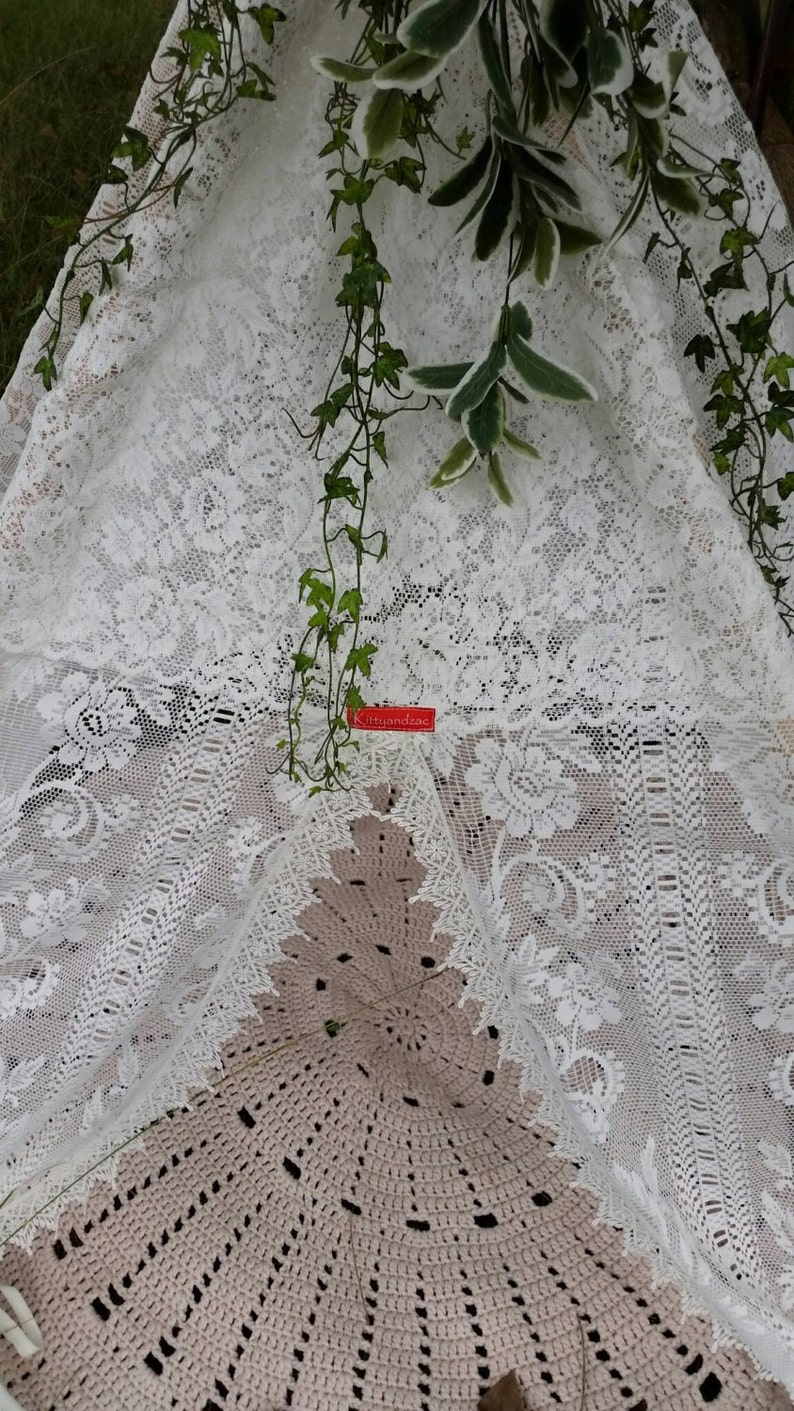 Teepee .Play Tent. Cream Lace Teepee handmade by Kittyandzac in Australia Ready to ship. Photography prop Birthday Cake smash image 3