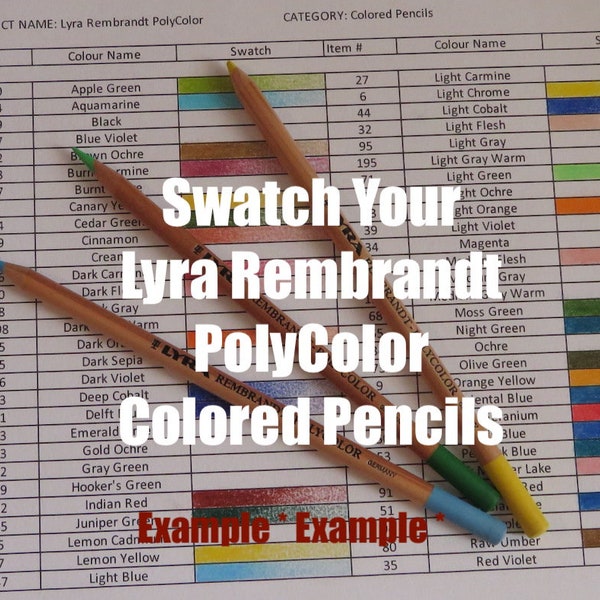 Swatch Sheet for Lyra Rembrandt Polycolor Colored Pencils - B&W Instant Digital Download File