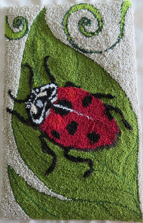 Punch Needle Embroidery Lady Bug Quilted Frog Pattern