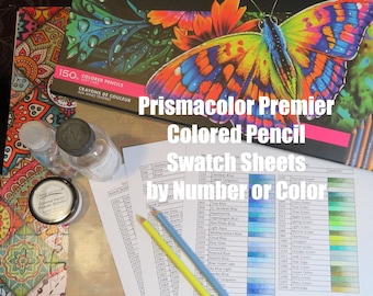 Swatch Sheet for Prismacolor Premier Colored Pencils - Instant download file