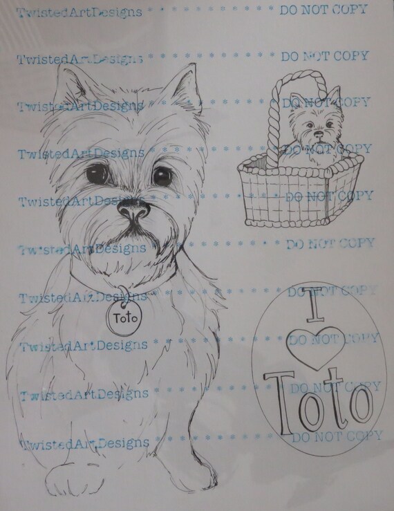 ART Toto Wizard Of Oz Inspired Digital Stamp Instant Download.