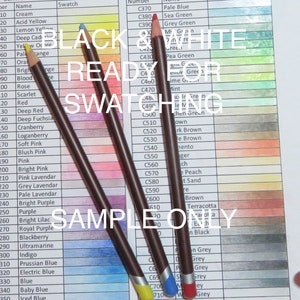 Swatch Sheet for Derwent Coloursoft Pencils  - B&W Instant Digital Download File