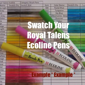 Swatch Sheet for Royal Talens Ecoline Brush Pens - B&W  Instant Download File