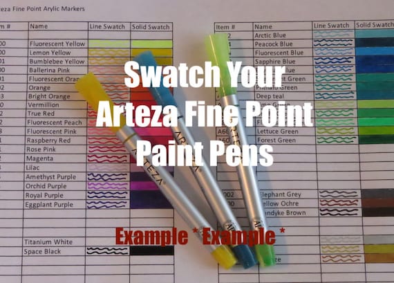 Arteza Fine Point Acrylic Paint Markers Swatch Sheet - Instant Digital  Download file