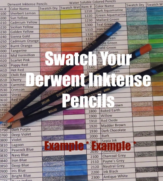 Swatch Sheet for Derwent Inktense Pencils Instant Download File black &  White 