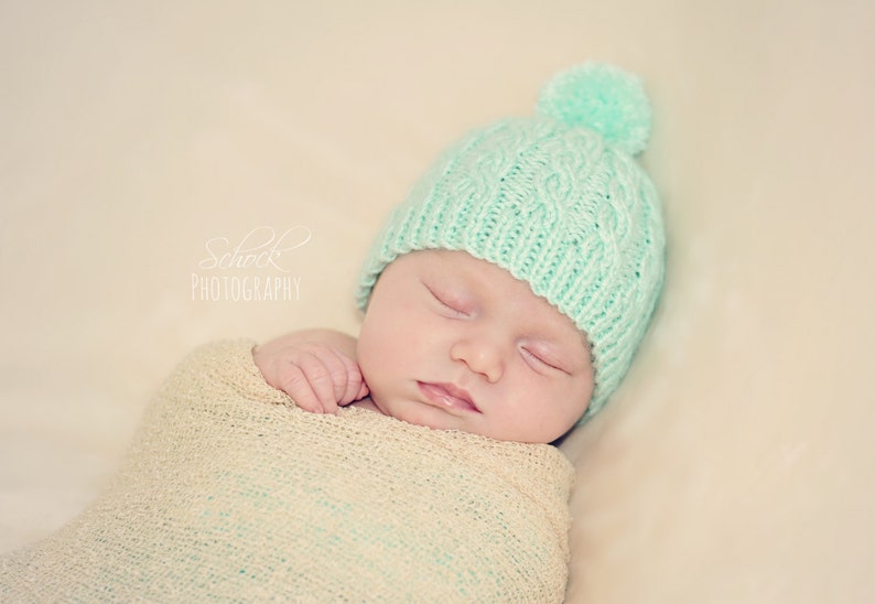 Mint Baby Ski Hat Winter Baby Hat Irish Newborn Hat Green Newborn Hat Mint Baby Hat Mint Newborn Hat St Patrick/'s Baby Hat
