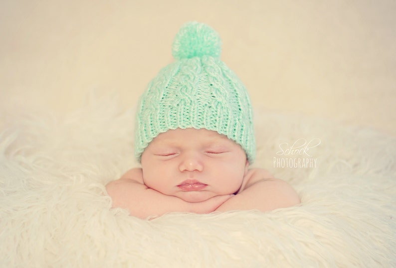 Mint Baby Ski Hat Winter Baby Hat Irish Newborn Hat Green Newborn Hat Mint Baby Hat Mint Newborn Hat St Patrick/'s Baby Hat