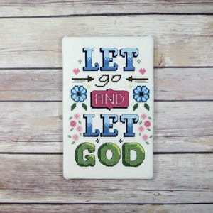 Let Go and Let God Inspirational Quote Cross-Stitch Pattern -- PDF Instant Download